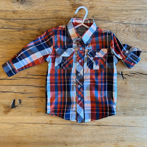 U.S. Polo. Size 2T (boys). Long/short sleeved button up shirt. NWOT - Picture 4 of 5